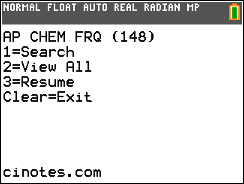Calculator Home Screen showing notes programs